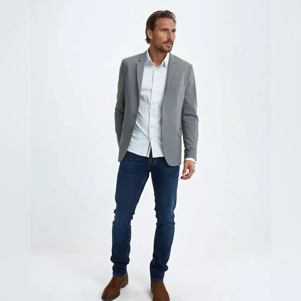 Stone Rose Dark Grey Stretch Performance Blazer L NWT